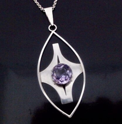 AW (not known), amethyst set silver pendant on chain, London 1971 (Ref S+754HH) SOLD