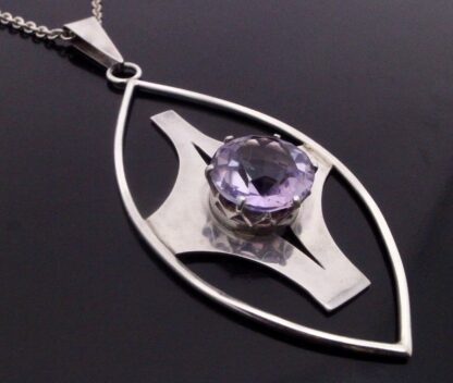 AW (not known), amethyst set silver pendant on chain, London 1971 (Ref S+754HH) SOLD - Image 3