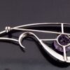AW (not known), amethyst set silver abstract brooch, London 1972 (Ref S+753) SOLD - Image 5