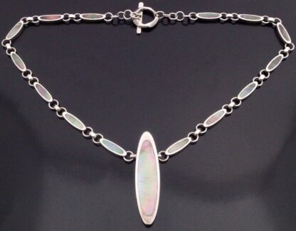 Orlap, mother of pearl set silver necklace, Sheffield, circa 2015 (Ref S+746HH) SOLD