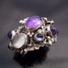 PJI (maker unknown), sapphire, moonstone and amethyst set Arts and Crafts style silver ring, Birmingham 1990 (Ref S+732) SOLD - Image 4