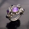 PJI (maker unknown), sapphire, moonstone and amethyst set Arts and Crafts style silver ring, Birmingham 1990 (Ref S+732) SOLD - Image 3
