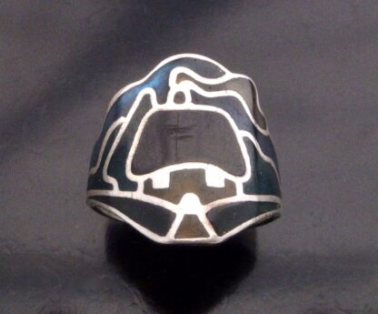 DRJ (maker unknown), resin and silver pictorial ring, Birmingham 1976 (Ref S+727) SOLD