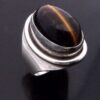 Hermann Siersbol, tiger eye set silver ring, Denmark, circa 1970 (Ref S+734) - Image 2