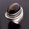 Hermann Siersbol, tiger eye set silver ring, Denmark, circa 1970 (Ref S+734) - Image 3