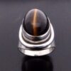 Hermann Siersbol, tiger eye set silver ring, Denmark, circa 1970 (Ref S+734) - Image 4