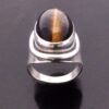 Hermann Siersbol, tiger eye set silver ring, Denmark, circa 1970 (Ref S+734)