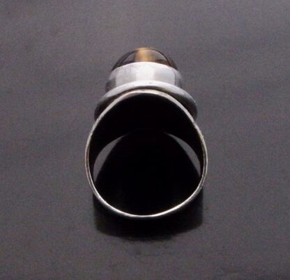 Hermann Siersbol, tiger eye set silver ring, Denmark, circa 1970 (Ref S+734) - Image 5