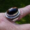 Hermann Siersbol, tiger eye set silver ring, Denmark, circa 1970 (Ref S+734) - Image 7