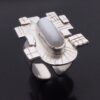 Anonymous, moonstone set silver architectural style panel ring, circa 1970 (Ref S+747) SOLD - Image 4
