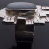 Anonymous, moonstone set silver architectural style panel ring, circa 1970 (Ref S+747) SOLD - Image 5