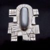 Anonymous, moonstone set silver architectural style panel ring, circa 1970 (Ref S+747) SOLD - Image 6