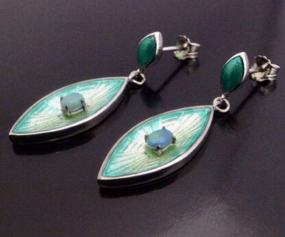 Nicole Barr, opal set silver and enamel pair of silver drop earrings, America, circa 2017 (Ref S+762) SOLD - Image 2