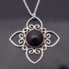 Hjaltasteyn Ltd, agate set cruciform silver pendant, Edinburgh 1977 (Ref S+725)