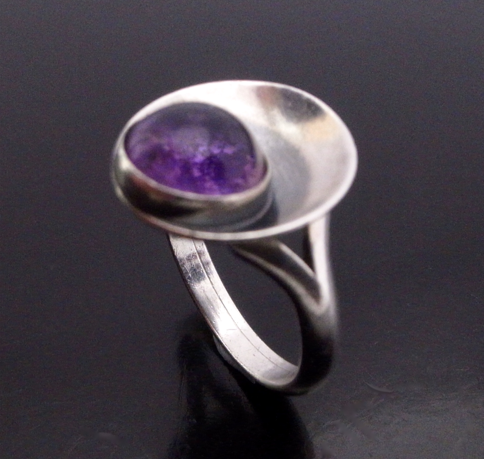 Niels Erik From, amethyst set silver ring, Denmark, circa 1970 (Ref S+ ...