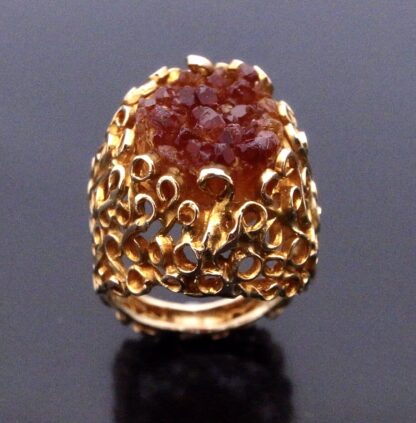 David Deakin (attributed) for Deakin & Francis, citrine drusy set 9 carat gold ring, Birmingham 1975 (Ref S+785) SOLD