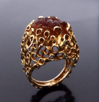 David Deakin (attributed) for Deakin & Francis, citrine drusy set 9 carat gold ring, Birmingham 1975 (Ref S+785) SOLD - Image 2