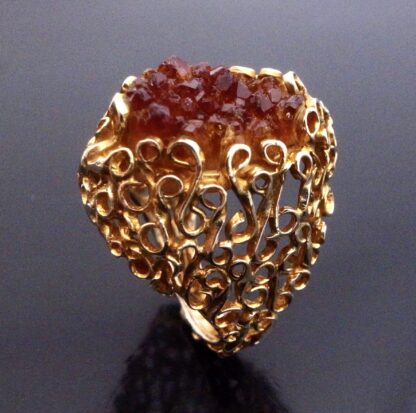 David Deakin (attributed) for Deakin & Francis, citrine drusy set 9 carat gold ring, Birmingham 1975 (Ref S+785) SOLD - Image 3