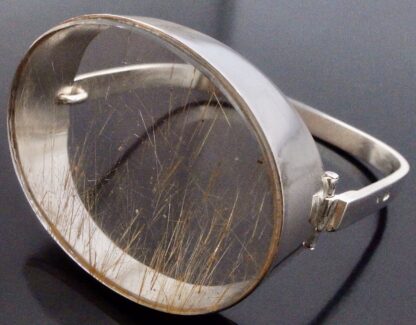 Jacob, rutilated quartz panel set silver bangle, France, circa 1970 (Ref S+792) SOLD - Image 3