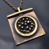 Jorma Laine for Turun Hopea (probably), bronze pendant on chain, Finland, circa 1975 (Ref S+2233)