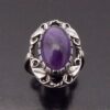 Gladys & Charles Mumford, Arts and Crafts amethyst set silver ring, British, Falmouth, Cornwall, circa 1960 (Ref S+812)
