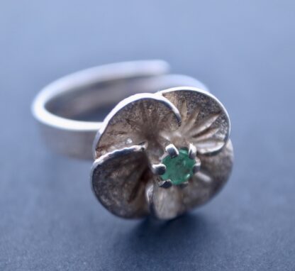 Theresia Hvorslev for Mema, emerald set silver ring, Sweden, 1981 (Ref S+824) SOLD - Image 4