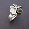 Sten & Laine, unusual nephrite jade set silver ring, Finland, 1977 (Ref S+833HH) - Image 2