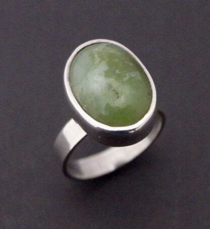 Hansen, green hardstone set silver ring, Sweden, 1966 (Ref S+825) SOLD