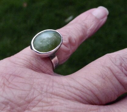 Hansen, green hardstone set silver ring, Sweden, 1966 (Ref S+825) SOLD - Image 6