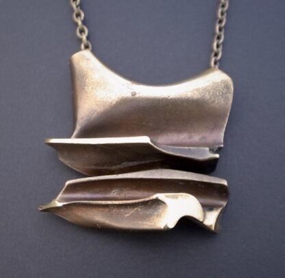 Bjorn Weckström for Lapponia, 'Daytona' bronze pendant brooch on chain, Finland, Circa 1974 (Ref S+852)