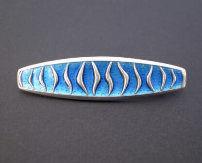 Agnar Skrede for David-Andersen, 'Wave' brooch in blue enamel on silver, Norway, designed in 1954 (Ref S+844) SOLD