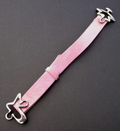 Henning Koppel for Georg Jensen, silver 'Splash' buckle pink leather bracelet, Denmark, circa 1990 (Ref S+863HH) SOLD - Image 2