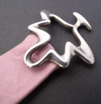 Henning Koppel for Georg Jensen, silver 'Splash' buckle pink leather bracelet, Denmark, circa 1990 (Ref S+863HH) SOLD - Image 4