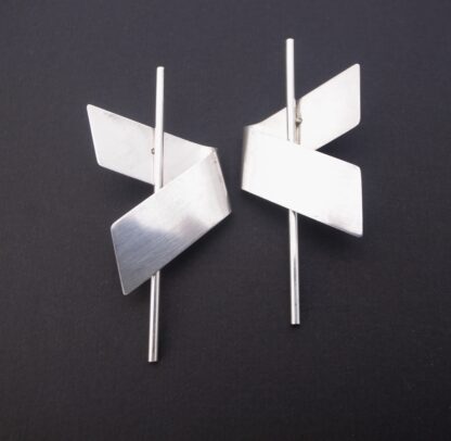 Hans Hansen, unusual pair of silver earrings, Denmark, circa 1985 (Ref S+854) SOLD