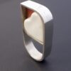 Anton Michelsen, for Royal Copenhagen Porcelain, 'Two Hearts' porcelain mounted silver ring, Denmark, circa 1968 (Ref S+855) SOLD (ITS) - Image 2