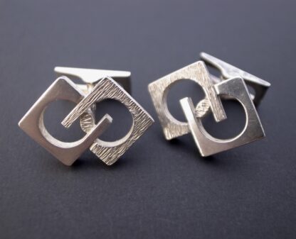 Knud V Andersen, pair of modernist brutalist silver cufflinks, Denmark, circa 1965 (Ref S+860) SOLD