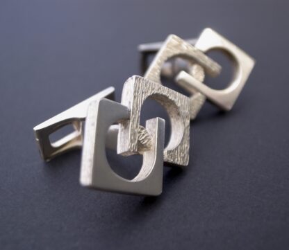 Knud V Andersen, pair of modernist brutalist silver cufflinks, Denmark, circa 1965 (Ref S+860) SOLD - Image 3