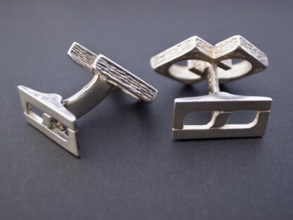 Knud V Andersen, pair of modernist brutalist silver cufflinks, Denmark, circa 1965 (Ref S+860) SOLD - Image 4