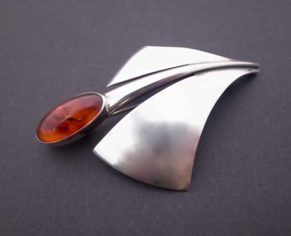 Niels Erik From, baltic amber set silver brooch, Denmark, circa 1968 (Ref S+907) SOLD