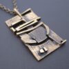 Jorma Laine for Turun Hopea (probably), abstract modernist bronze pendant on chain, Finland, circa 1975 (Ref S+843) - Image 2