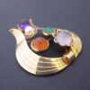 Sigurd Persson for Stigbert, multigem set 18 carat gold brooch, Sweden, 1952 (Ref S+820) SOLD - Image 2