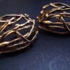 Jane Watling of Lacock, large pair of 9 carat gold 'Birds Nest' earrings, London 1999 (Ref S+924HH)