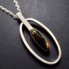 Sidney Beddall, tiger eye set silver modernist pendant on a chain, Sheffield 1975 (Ref S+933) SOLD
