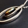 Sidney Beddall, tiger eye set silver modernist pendant on a chain, Sheffield 1975 (Ref S+933) SOLD - Image 3