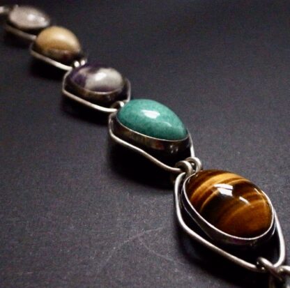 Dansk Guldsmede-Handvaerk, multi hardstone set silver bracelet, Denmark, circa 1968 (Ref S+937) SOLD - Image 8