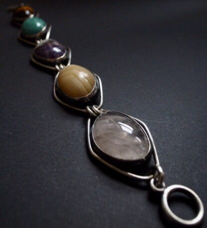 Dansk Guldsmede-Handvaerk, multi hardstone set silver bracelet, Denmark, circa 1968 (Ref S+937) SOLD - Image 7
