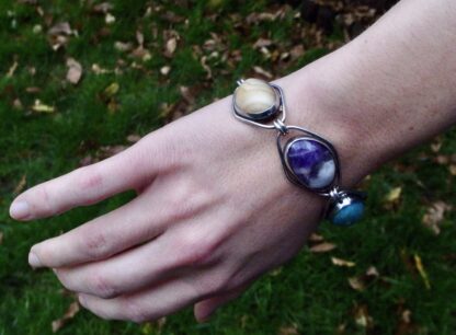 Dansk Guldsmede-Handvaerk, multi hardstone set silver bracelet, Denmark, circa 1968 (Ref S+937) SOLD - Image 13