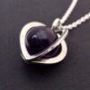 Elis Kauppi for Kupittaan Kulta, amethyst bead set silver heart pendant on chain, Finland, circa 1975 (Ref S+935) SOLD - Image 4