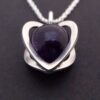 Elis Kauppi for Kupittaan Kulta, amethyst bead set silver heart pendant on chain, Finland, circa 1975 (Ref S+935) SOLD - Image 6