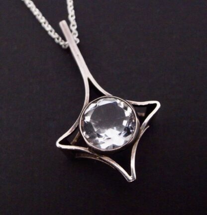 Kultaseppa Salovaara, rock crystal set silver pendant on a chain, Finland, circa 1975 (Ref S+945) SOLD